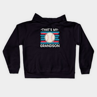 Retro Vintage That's My Grandson There Baseball Grandma Mothers Day Gift For Mom Kids Hoodie